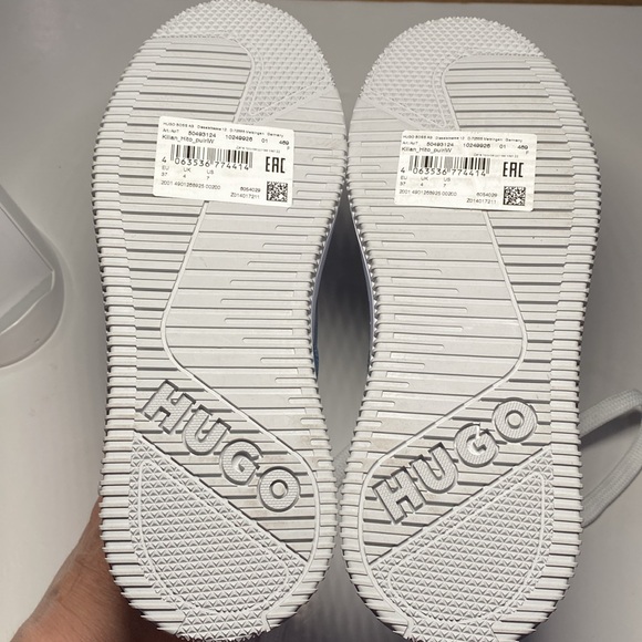 NWOB HUGO Sneakers Size 7 / 37 Killian Hilto High Tops Blue Grey Watercolor - Picture 9 of 12